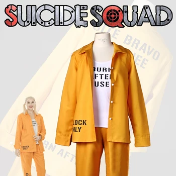 

Movie Harley Quinn Suicide Squad Cosplay Costume Prison Lady Yellow Outfit Female Halloween Carnival Uniforms Custom Made