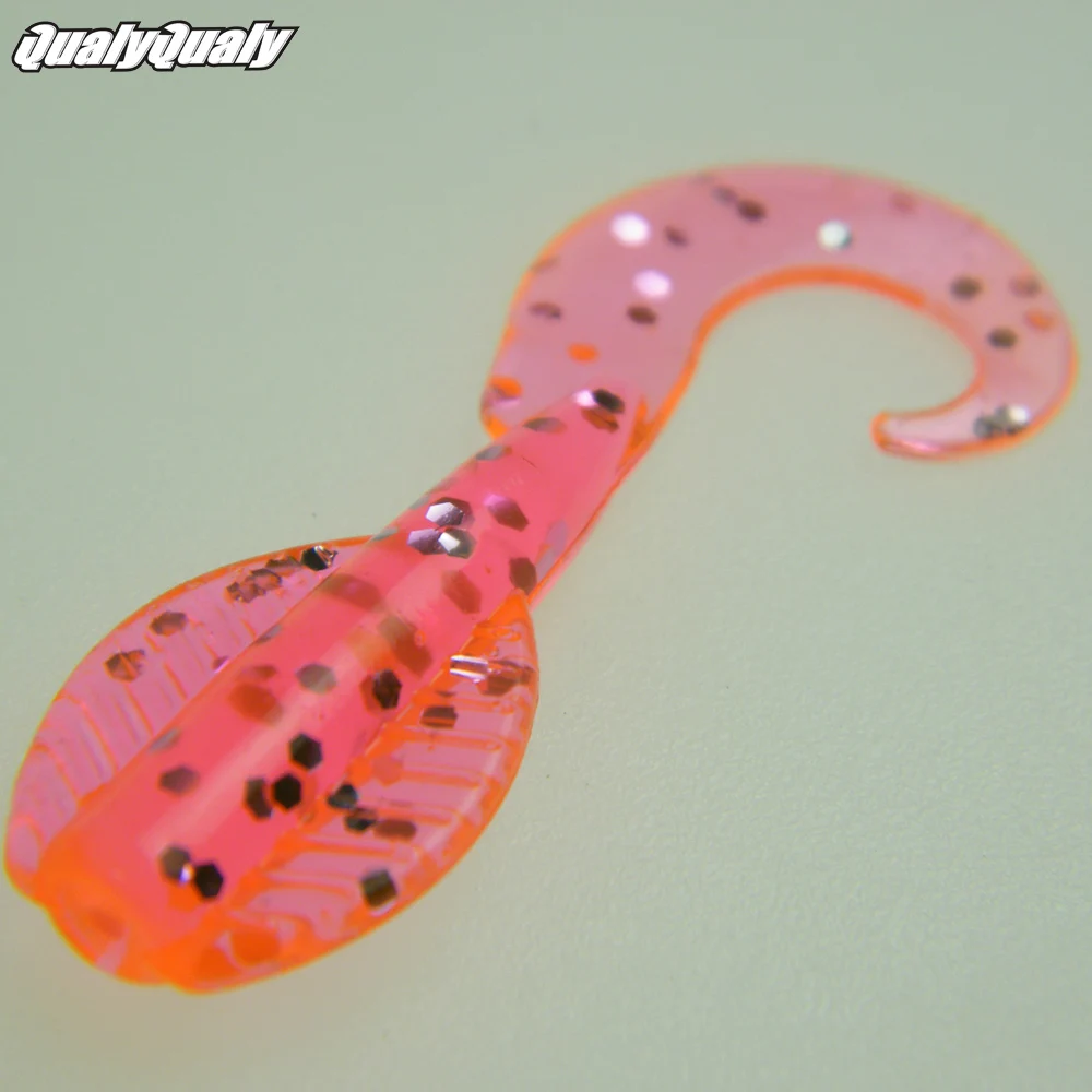 25 Pcs/Lot 4cm Shine Fishing lures Pink Worms Grub Tail Artificial