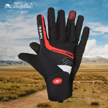 

Santic Suitable for 5-10 Winter Men Cycling Gloves MTB Male Road Gloves Cycling Bike Bicycle Full Finger Cycling Gloves C09046