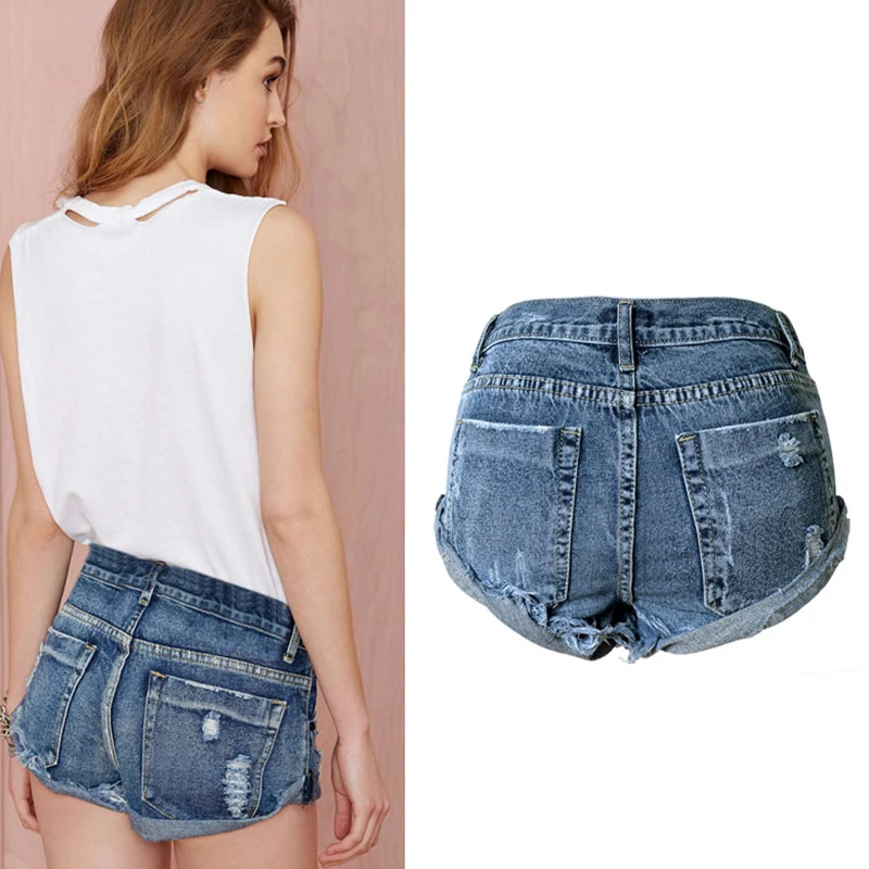 2017 Sexy Brand Women Cloth Denim Shorts Mid Waist Slim Ripped Cuffs 100% Cotton Hot Pants Female Hot Short Denim Jeans Pants (15)