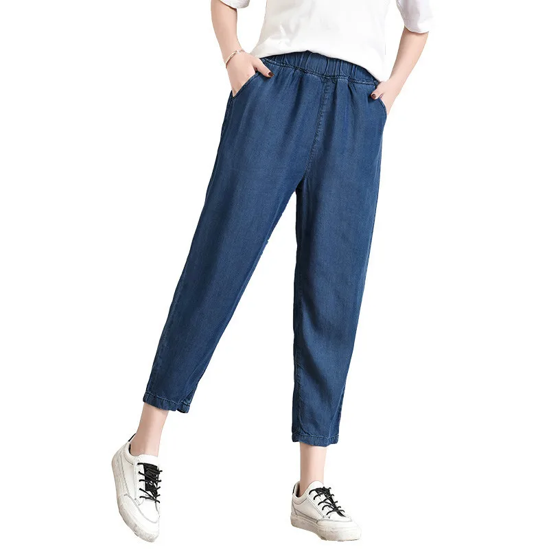 

Plus Size 4XL High Waist Boyfriend Jeans Women Fashion Blue Jeans Ladies Denim Harem Pants Casual Trousers Jeans Femme