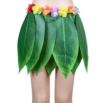 

Hot selling silk-like cloth Hula Skirt Tropical Style Hawaiian Leaves Skirt Summer Party DIY Props For Costume Party decoration