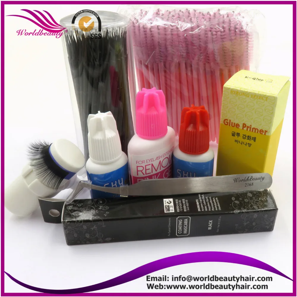 

WorldBeauty Best Quality Eyelashes Makeup Tool Kits 9 pieces / lot Include Korea stronger Eyelash Adhesive And The Like