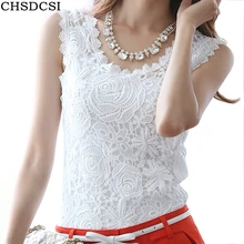 Blusas Femininas, летняя женская блузка, кружевная, винтажная, без рукавов, белая, вязаная крючком, повседневные рубашки, топы размера плюс, s, m, l, xl, XXL Blusas Femininas, летняя женская блузка, кружевная, винтажная, без рукавов, белая, вязаная крючком, повседневные рубашки, топы размера плюс, s, m, l, xl, XXL