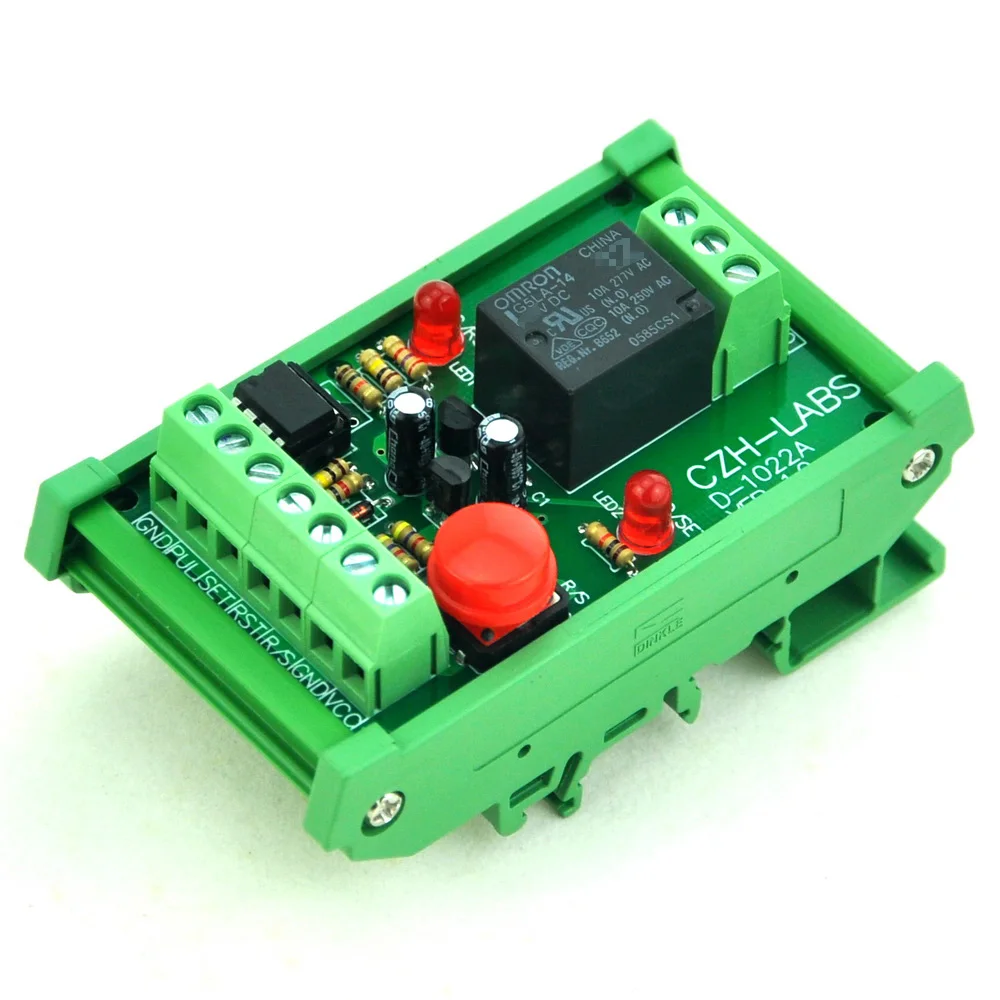

DIN Rail Momentary-Switch/Pulse-Signal Control Latching SPDT Relay Module, 5V