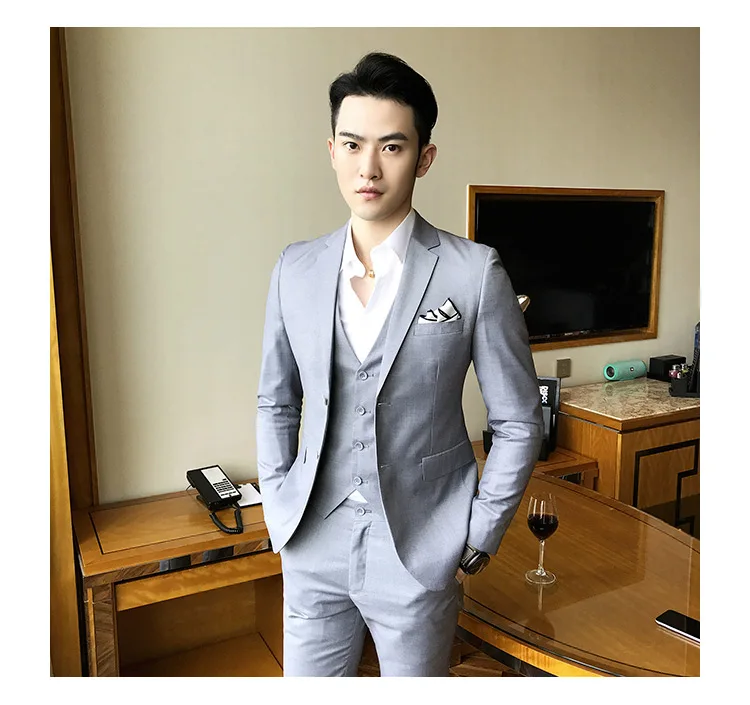 slim fit male 3 piece suits wedding dress Men's Business Casual jacket Wedding Prom Dinner Gown Wear Suits Groomsman tuxedos