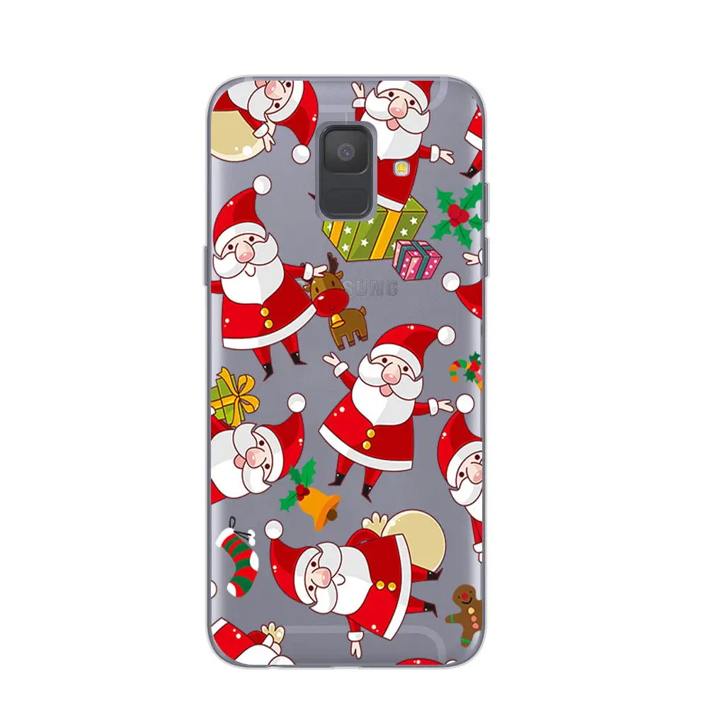 Santa Claus Reindeer Christmas Soft Case Cover For Samsung A6 J4 J6 2018 J3 J5 J7 A5 2017 A6 Plus J2 Prime Ultra Thin Slim Coque (10)