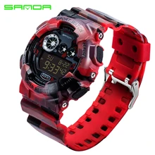 SANDA 289 Hommes Automatique Numérique Sport Montre De Mode Étanche Camouflage Militaire Horloge Armée Datajust Montre-Bracelet de Bonne Qualité