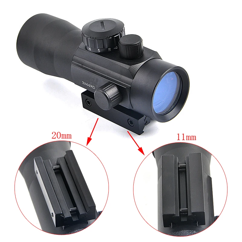 B Brand 3X44 RD Tactical Red Dot Sight Hunting Scope Fit Rail Mount 11mm/20mm Riflescope Rifle Sight Scope