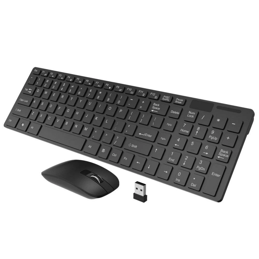 Mini Thin 2.4G Wireless Keyboard and Optical Mouse Combo Kit for Desktop lot rc