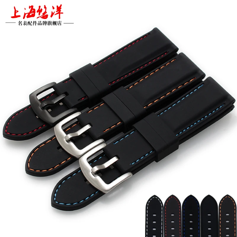 

High Quality 20mm 22mm 24mm Black Silicone Watch Band waterproof Wristwatch Strap Free Shipping