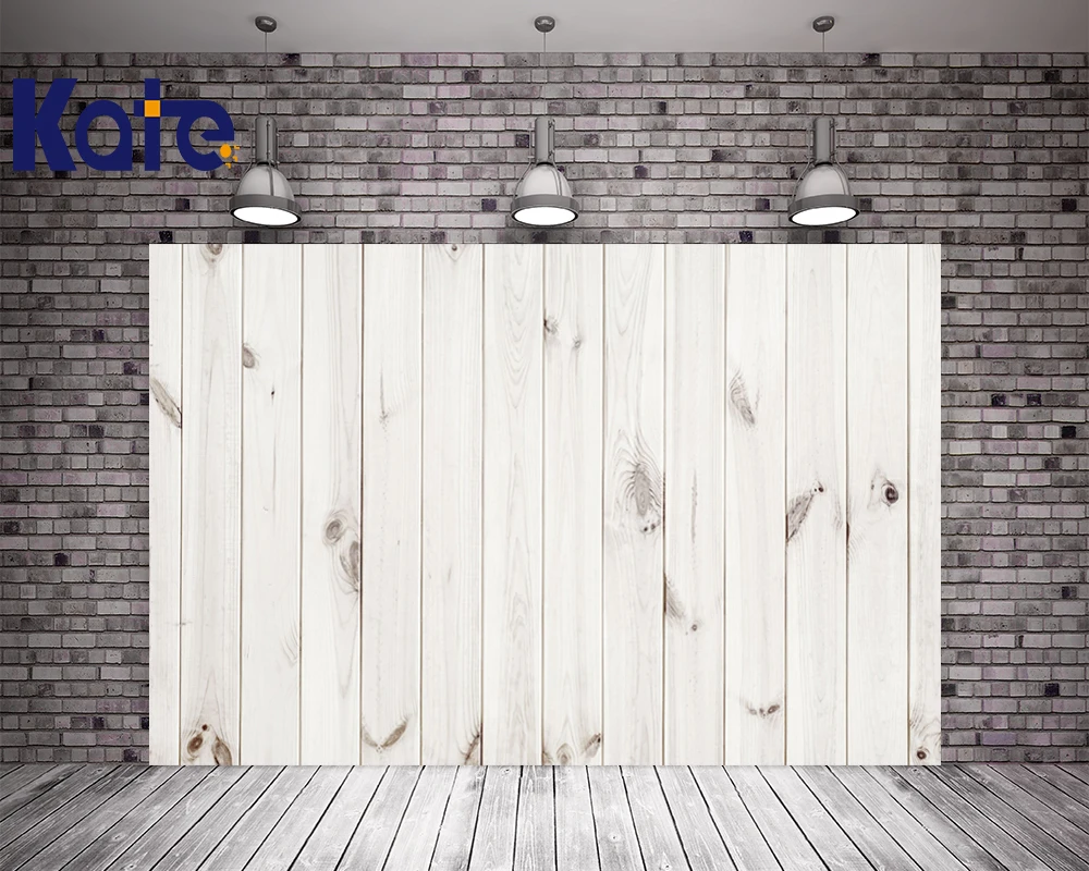 Kate White Wood Photographic Background Baby Shower Backdrop Children Custom Backdrop Printing Washable Microfiber Background