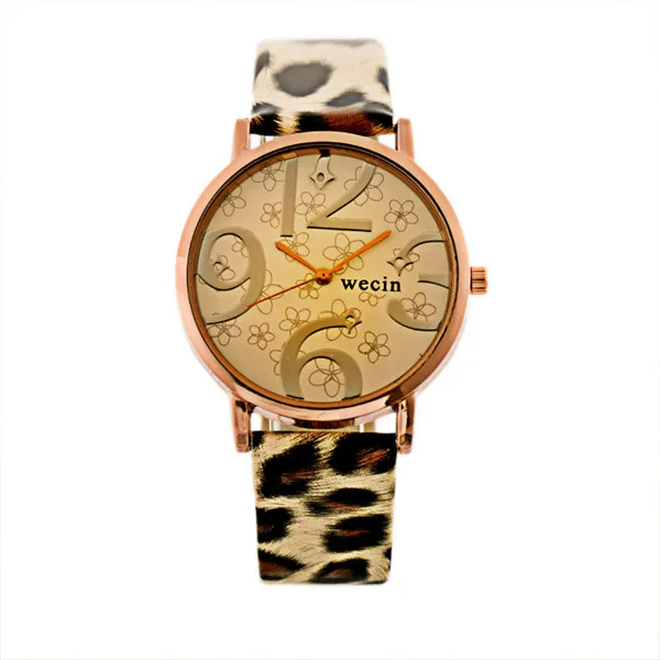 

Fashion Brand Men Women Unisex Big Number Quartz Watch PU Leather Band Alloy case stainless steel back cover Dress Clocks