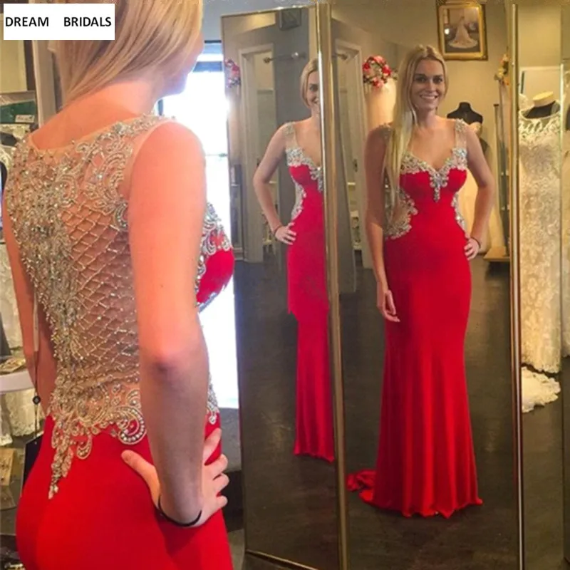 Illusion Beading Crystal Back Long Evening Dresses Arabic Cap Sleeve Abiye Gece Elbisesi Floor Length Prom Dress 2019 vestidos