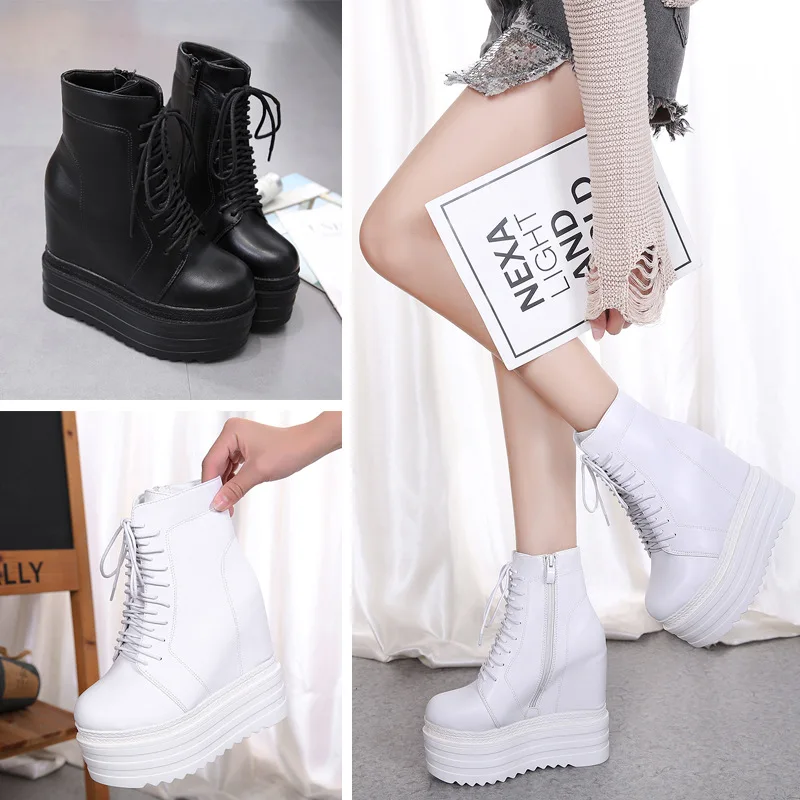 

2019 autumn and winter new waterproof platform thick with cross with Martin boots high heel boots women's boots