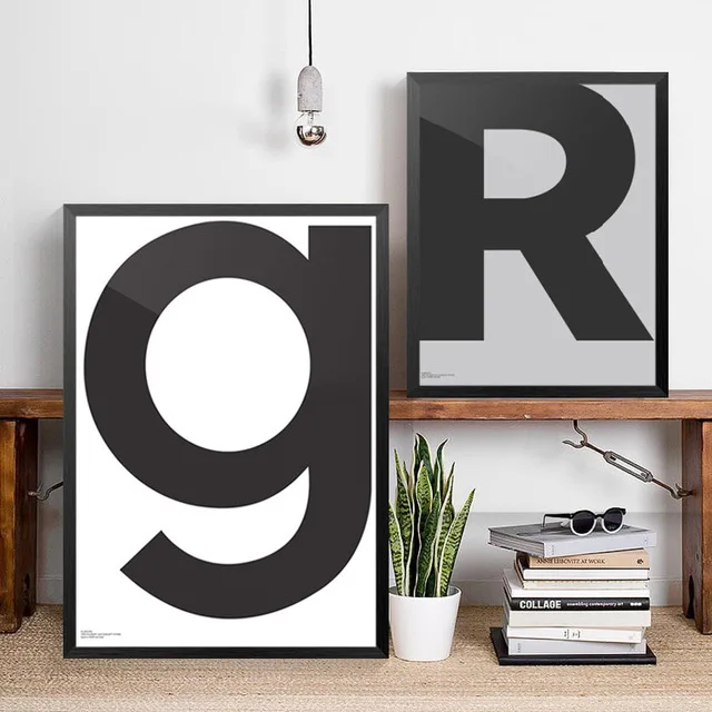 

Nordic Black White Minimalist letters Art Canvas Poster Prints, wall picture for living room Modern Home Decor no frame