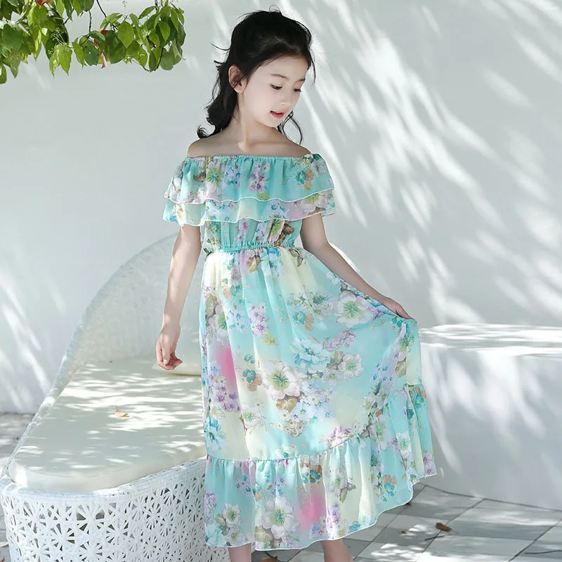 Aixinghao/платье для девочек летнее платье в богемном стиле для девочек, коллекция года, повседневное пляжное платье для девочек подростковая одежда для детей и подростков для детей возрастом 6, 8, 10, 12 лет - Цвет: as picture