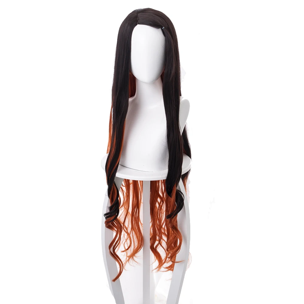 Demon Slayer Kimetsu no Yaiba парик Kamado Nezuko 120 см длинные вьющиеся волосы Смешанные черные