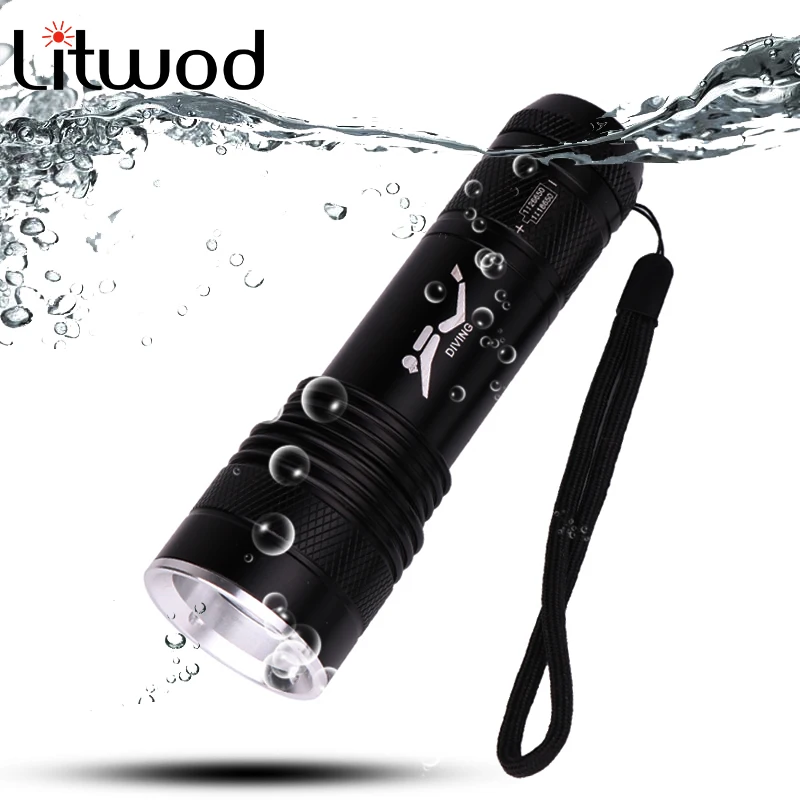 

Z20 Litwod D90 LED Flashlight 4000LM XML T6 Dive 80 Meter Aluminum alloy Lamp Diving Torch For Camping underwater working Light
