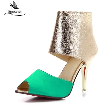 

Sgesvier 2018 New Summer Shoes Ankle Strap Fur Women Fashion Thin High Heels Sandals Back Zipper Women Party Sandals Shoes B233