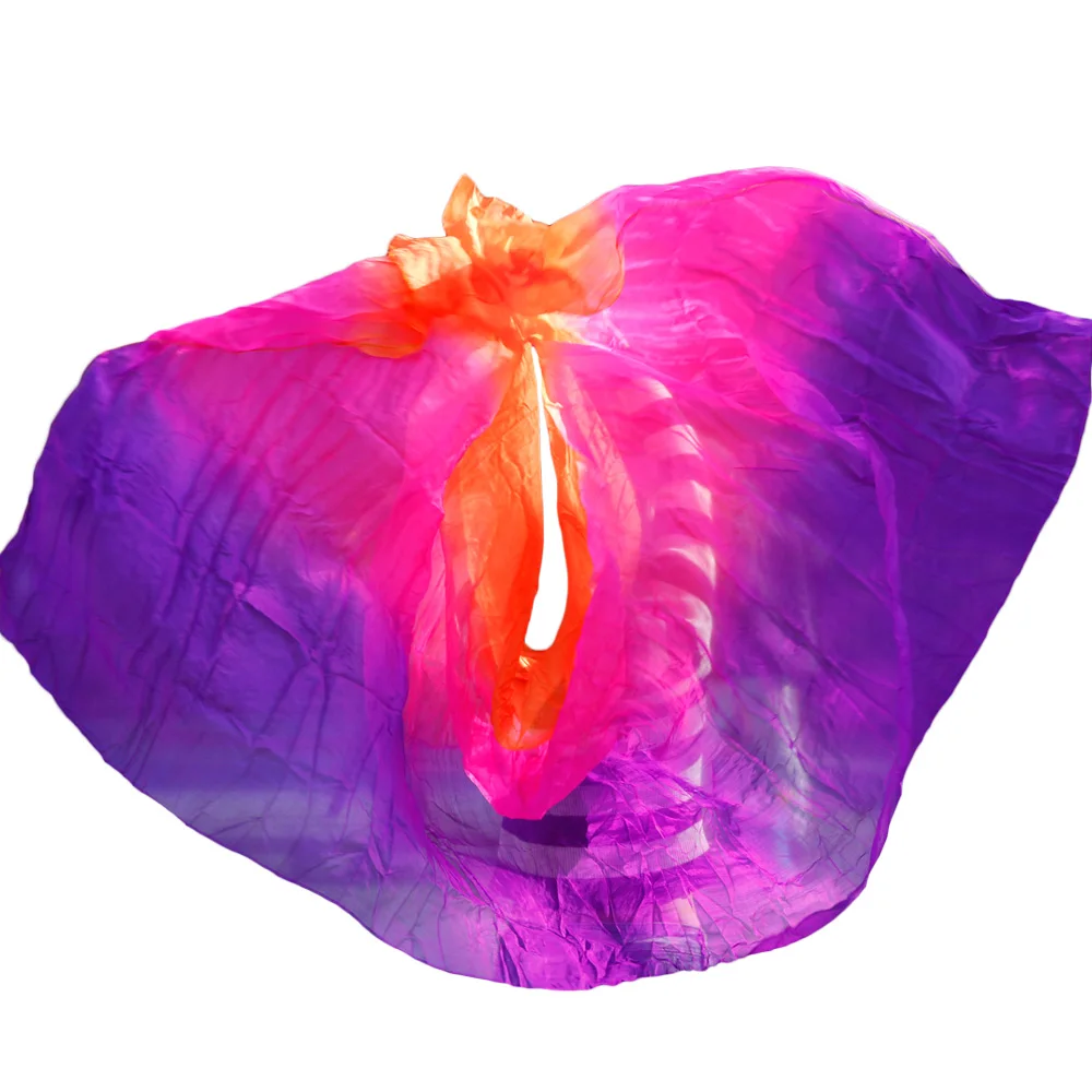 Высокое качество дешевые танцевальные вуали для женщин пикантные 100% шелк танец живота вуаль Оптовая оранжевый + Роза фиолетовый