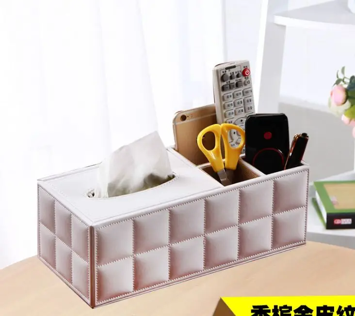 MICCK коробка для салфеток из искусственной кожи, многофункциональная салфетка, держатель для телефона с дистанционным управлением, деревянная коробка для хранения, настольный органайзер, контейнер - Цвет: longwhite