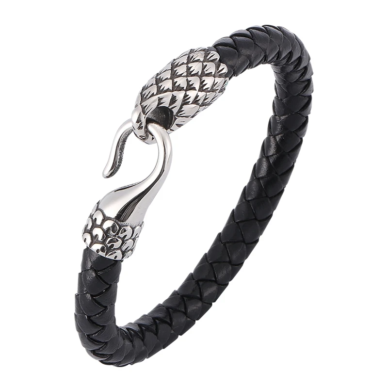 

Fashion Punk Jewelry Men Black Brown Braided Leather Bracelet Man Stainless Steel Toggle Clasps Mens Leather Bangles Gift SP0386