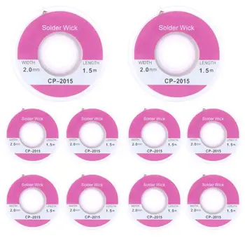 

10pcs 1.5m 2.0mm Desoldering Braid Solder Remover Sucker Flux Wick Cable Wire Solder Wick Remover Pure Oxygen-free Copper Wire