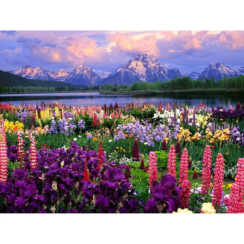 

Needlework Diy Diamond Painting Cross Stitch Flowers Landscape Painting Diamond Embroidery Round Diamond Mosaic Pictures Decor