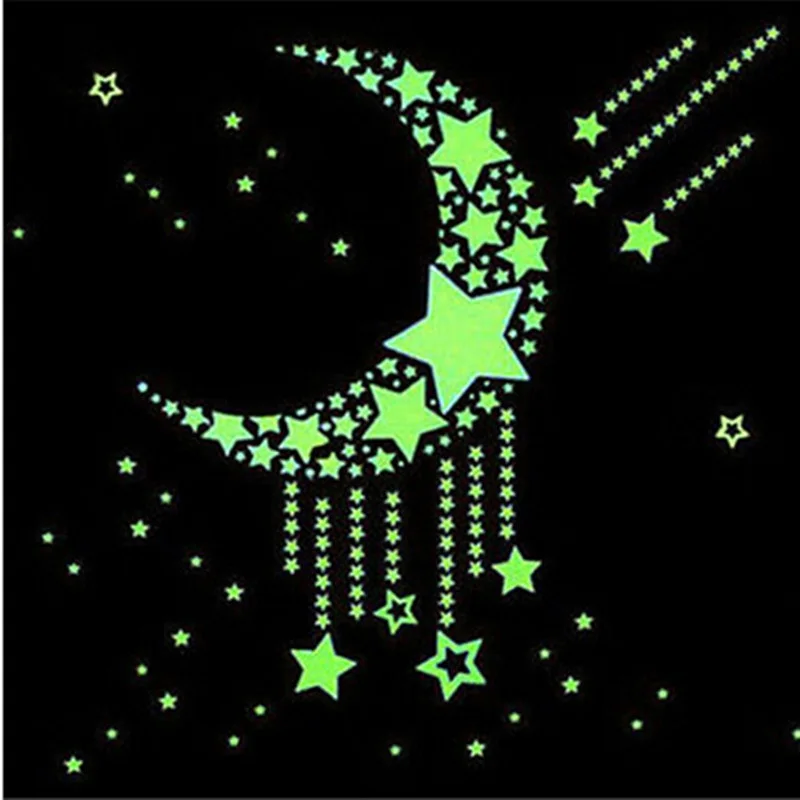 

100 Pieces Illuminate Wall Stickers Baby Kids Bedroom Decor Bright Stars Of Fluorescent Color Tattoos Wall Stickers New Hot Sale