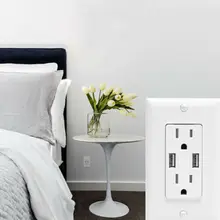 Розетка с USB зарядным устройством 4.2A розетка двойной дуплексный сосуд 15-Amp w/Настенная пластина