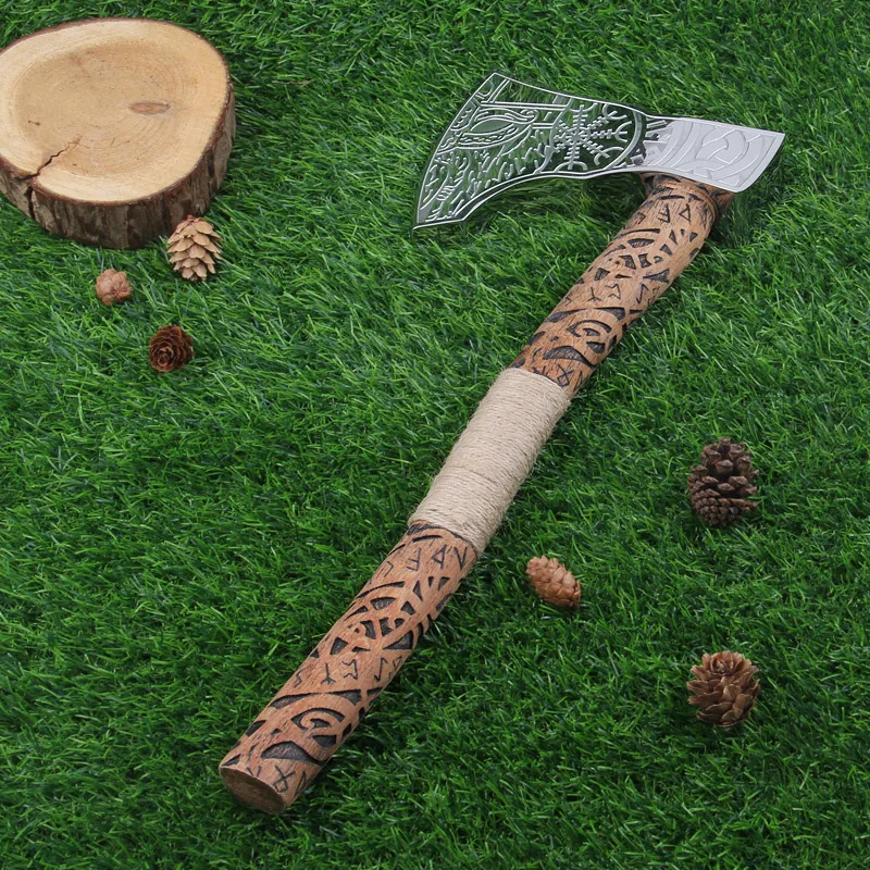 

Nordic Vikings Pirates rune wood handle with stainless steel ax