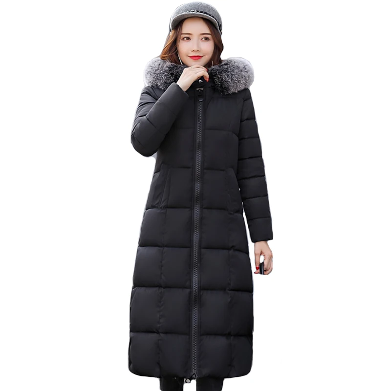 Высококачественное Женское зимнее пальто Длинная Верхняя одежда с капюшоном для женщин женские зимние куртки теплые утолщенные куртки Feminina Inverno