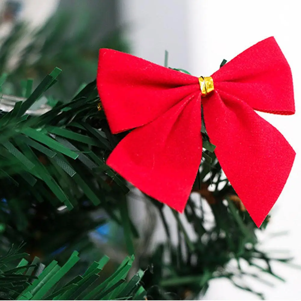 12 PCS flocking cloth bow Christmas Decorations Christmas Tree
