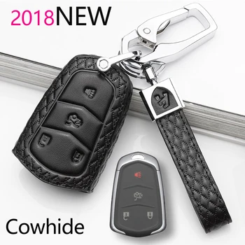 

2018 Leather Car Key Cover Cases Remote For Cadillac SRX XTS ATSL SLS CTS STS ATS BLS Key Case Keyless Entry styling