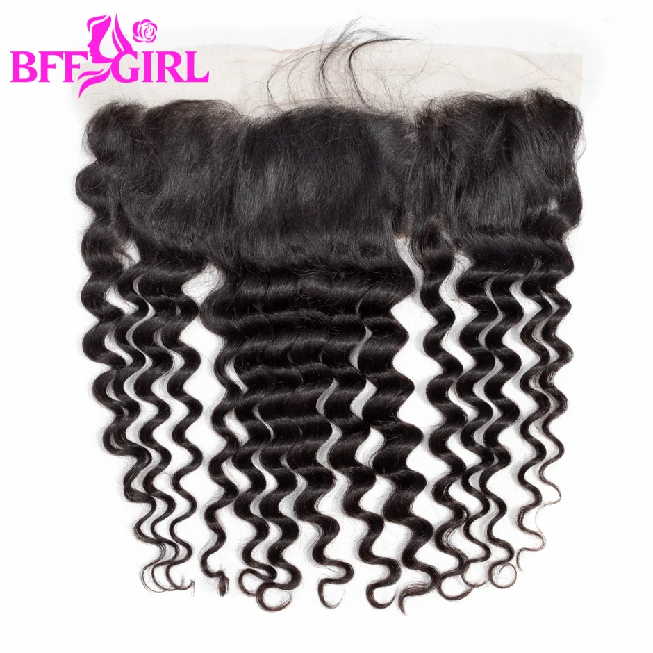 BFF GIRL Loose Deep Wave Frontal Ear to Ear 13*4 Lace Frontal Closure With Baby Hair Natural Color Remy Human Hair Frontal