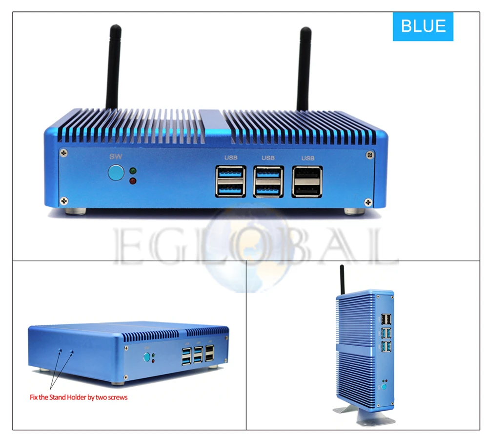Дешевый процессор Eglobal Fanless мини компьютер Windows 10 Intel i7 i5 i3 Barebone PC 6 * USB Msata SSD 2 5