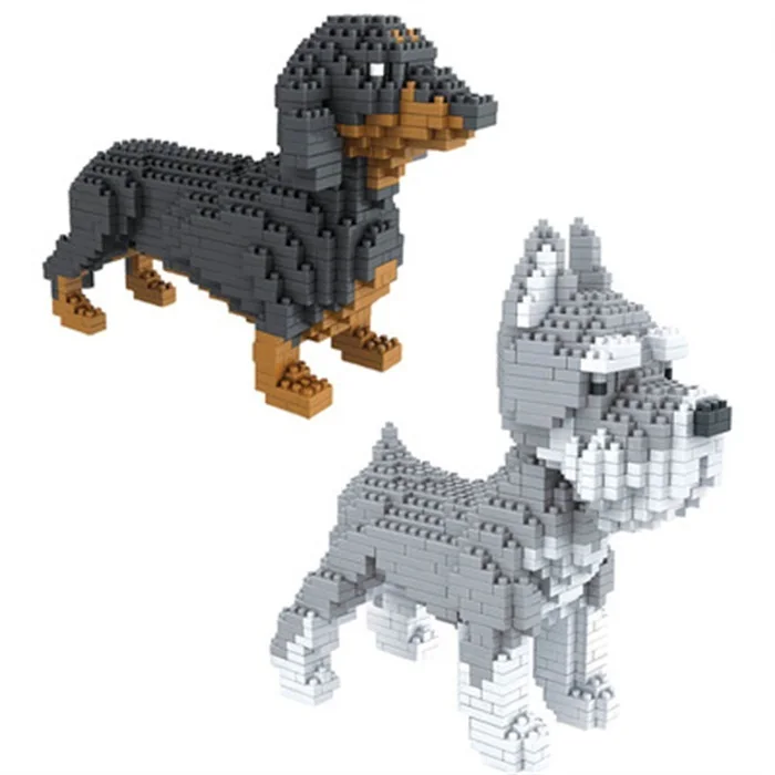Блоки игрушки животных модель собаки корги мини-блок такса Шнауцер Алмазные Кирпичи дети подарок Рождество Pet Магазин Подарки