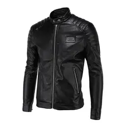 Кожаная куртка для мужчин дизайн стенд воротник мужской повседневное мотоцикл мужская кожаная куртка модные куртки пальто Jaqueta большой