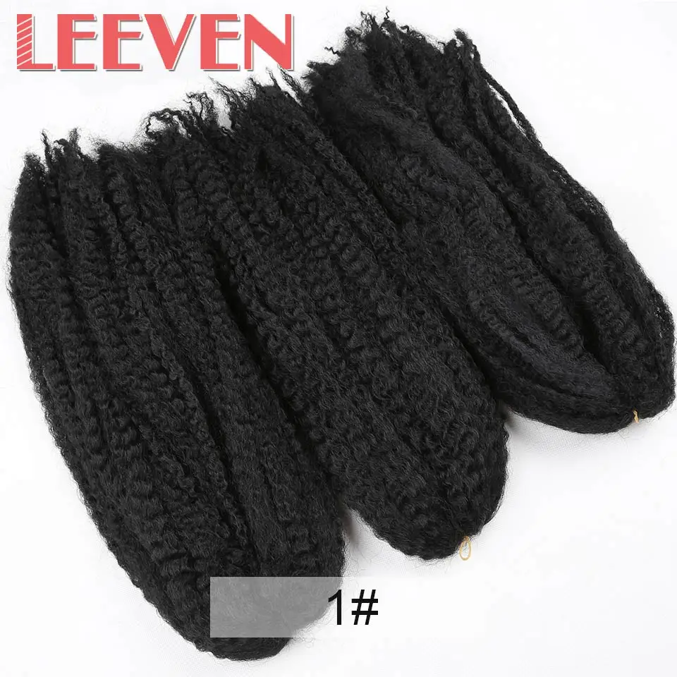 Leeven, 18 дюймов, вязанные косички Marly, черные волосы, мягкие, афро, твист, синтетические косички для наращивания волос, высокотемпературное волокно для женщин - Цвет: #1