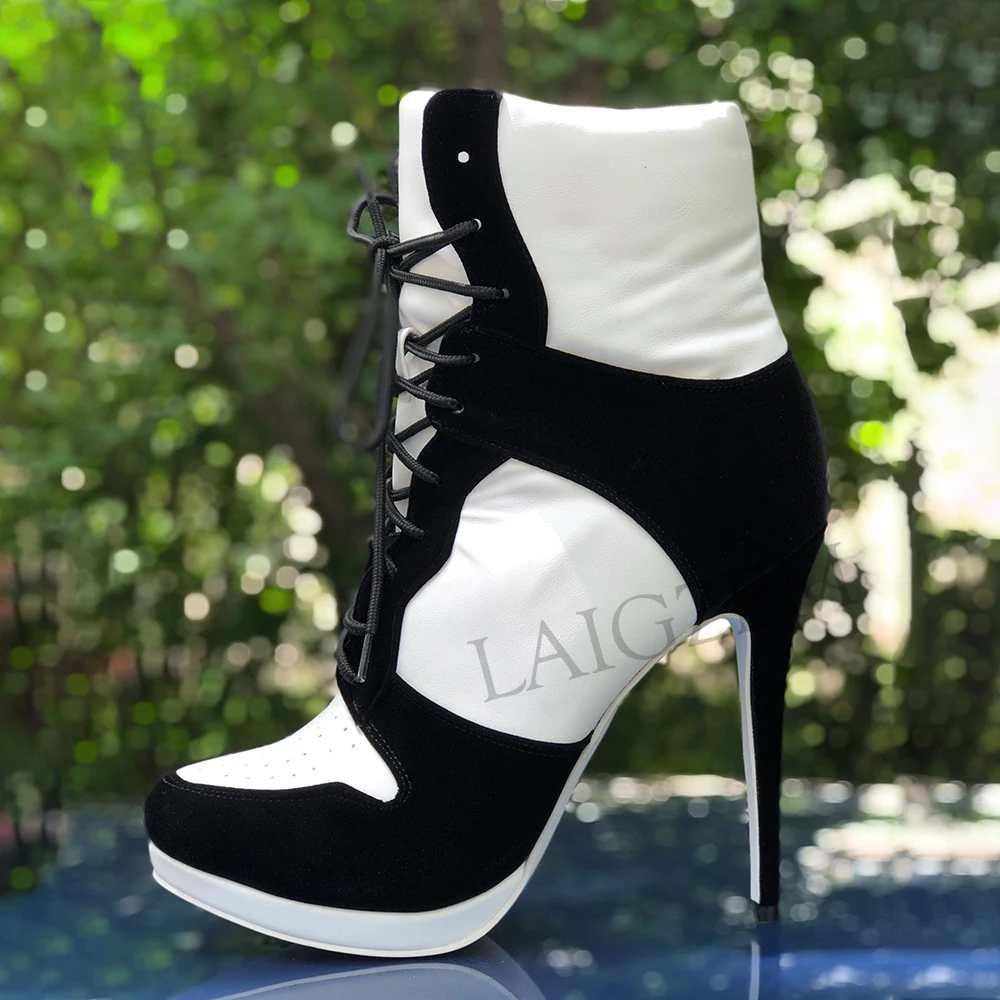 LAIGZEM/очень красивые женские ботильоны ботинки на шнуровке с регулируемым каблуком Дамская обувь г. Женская обувь, маленькие и большие размеры 34-47