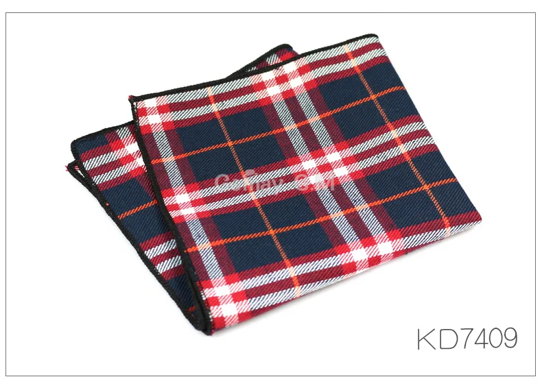 High Quality Cotton Mens Pocket Square Adult Plaid Hankerchief Scarves Vintage Hankies Men's Hanky Square Handkerchiefs - Цвет: KD7409