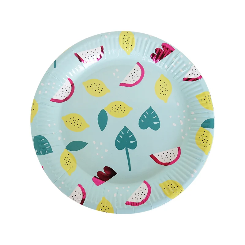 

8Pcs/pack Summer Fruits Paper Cups Disposable Dessert Cake Plates Summer Holiday Party Decorations Supplies Beach Birthday