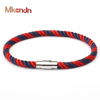 MKENDN New Fashion Rope Leather Bracelet Men Women Stainless Steel Magnetic Clasp Male Bracelets Bangles Jewelry Summer Style