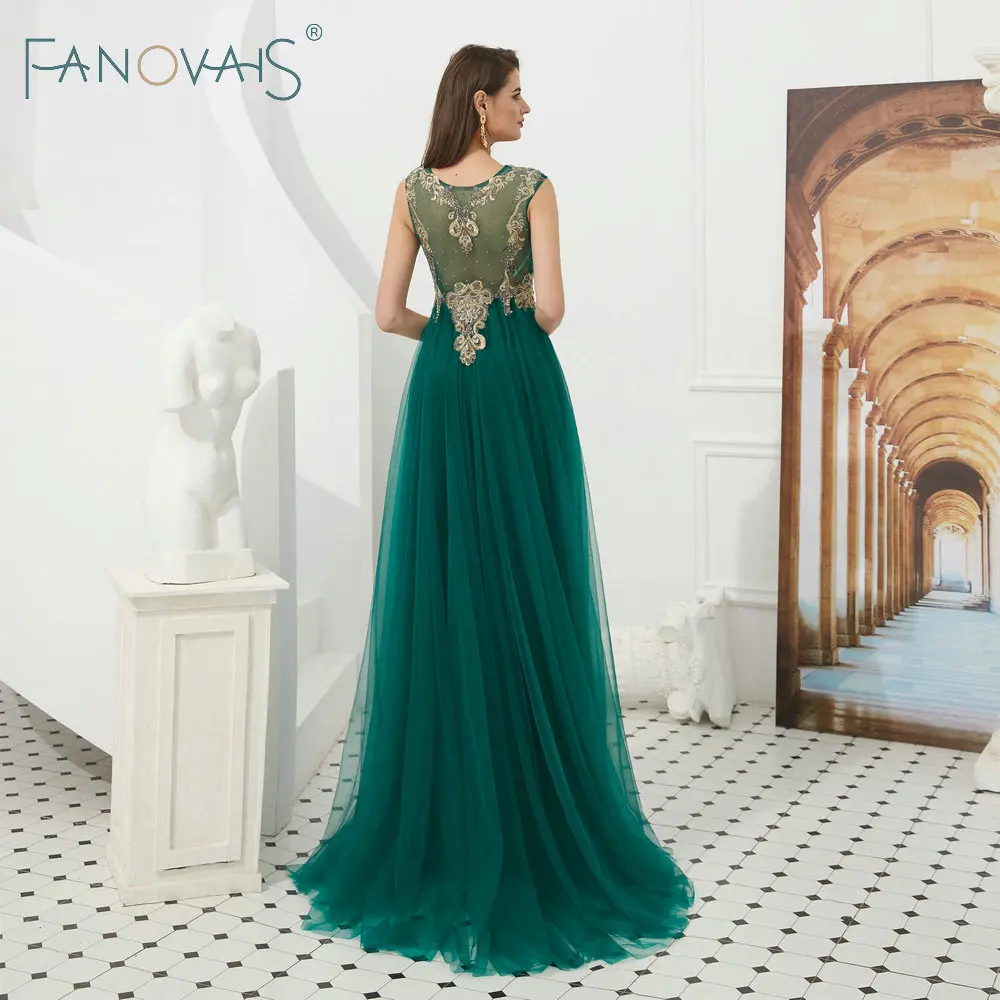 Зеленые вечерние платья с Мыс тюль Арабские Vestido De Fiesta длинные Вечерний Robe de Soiree