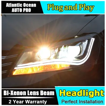 

new head lamp Car Styling for VW Passat Headlights 2011-2015 LED Headlight DRL Lens Double Beam HID KIT Xenon bi xenon lens