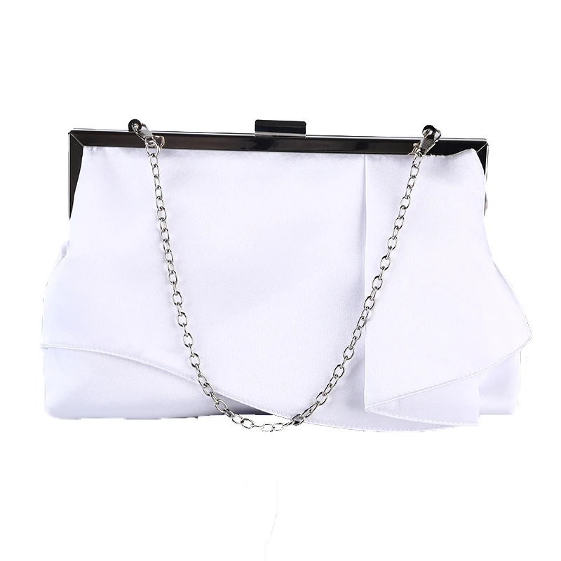 Women Silk Lady Wedding Handbag White Clutch Purse Banquet Bag Party