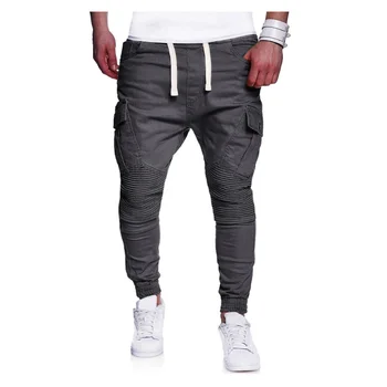 

New Arrival 2019 Brand Casual Joggers Pleated Tether Compression Pants Men Cotton Trousers Calabasas Cargo Pants Mens Leggings
