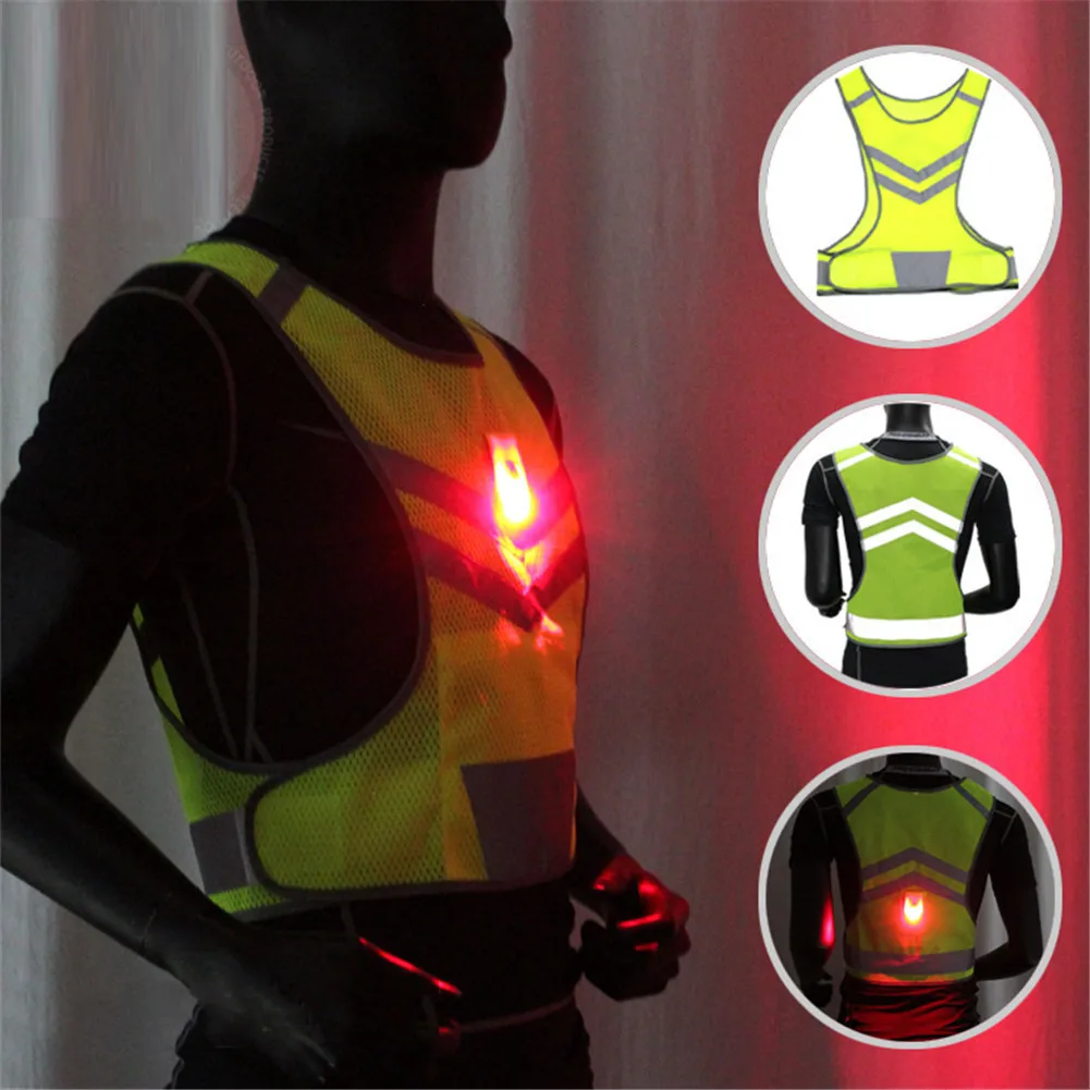 

Cycling Vest Fluorescent Yellow Arrow Pattern LED Luminous Reflective Night Running Vest Riding Vest Outdoor Sports Vest