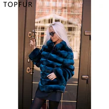 TOPFUR 2018 Winter New Natural Rex Rabbit Fur Coat Women Genuine Real Fur Jacket Winter Warm Luxury Fur Coat With Fur Collar 2018 rex rabbit fur coat girl fur coat wine red natural rabbit fur jacket girl jacket children s wear casual warm clothing